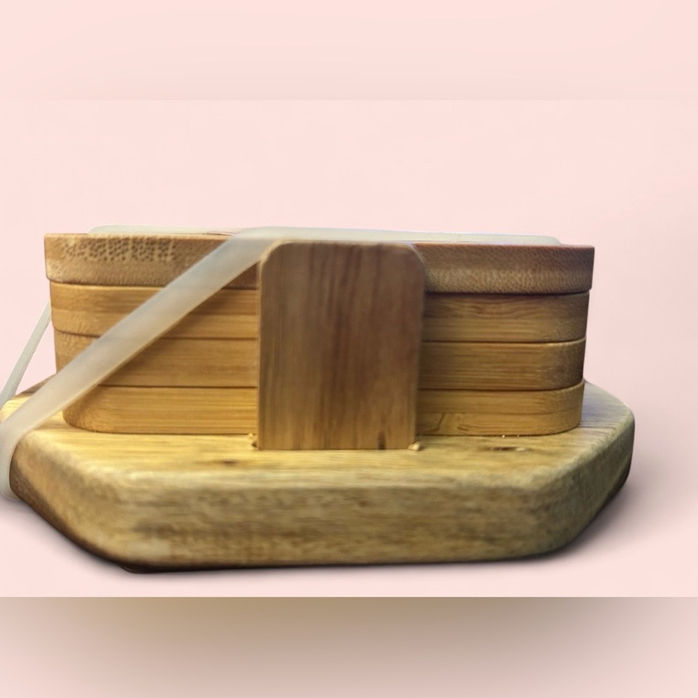 Auburn Tigers 4-Pack Wood Inlay Coaster Set with Holder - Picture 4 of 5